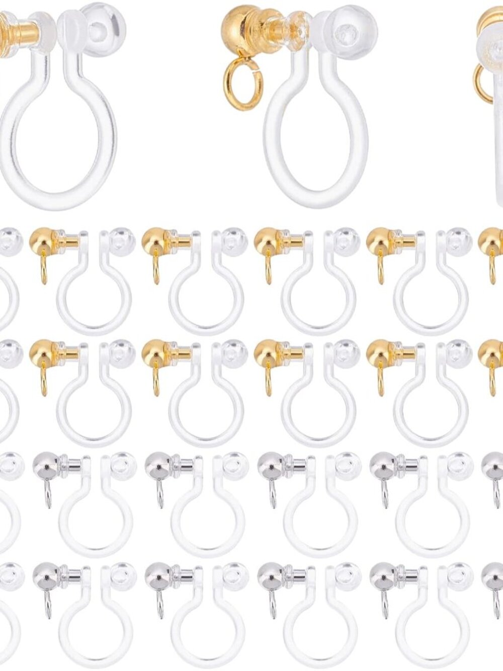24pcs Transparent U Type Earring Findings Alloy Invisible Clip on Earring Conver